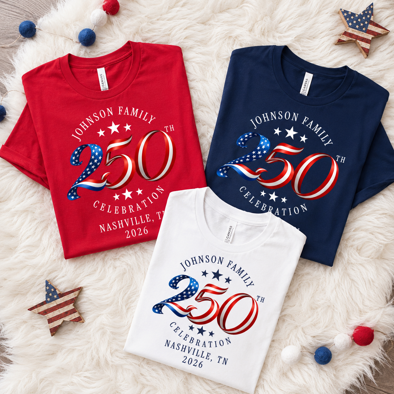 Custom Family 4th of July Shirt, Personalized America 250th Tee, Matching Patriotic Crew Shirt