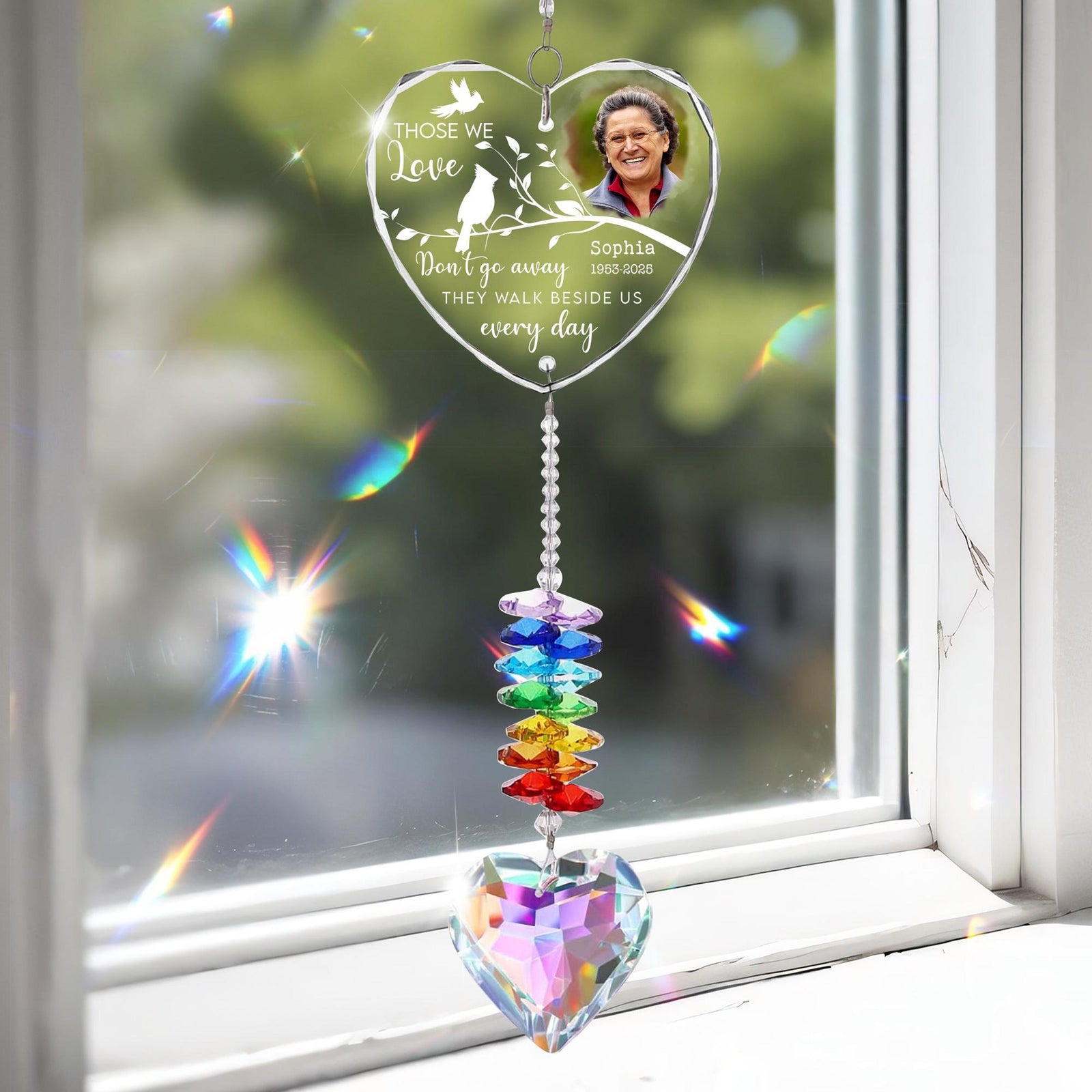 Personalized Memorial Crystal Suncatcher, Memorial Gifts For Loss Of Dad, Remembrance Crystals Ornament, Grieving Gifts For Loss Of Mom