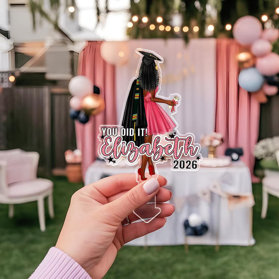 Custom Graduation Cake Topper for Girl, Personalized 2026 Senior Cake Decor, Graduation Gifts for Her