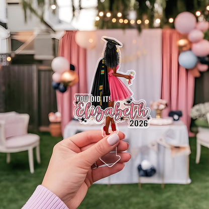 Custom Graduation Cake Topper for Girl, Personalized 2026 Senior Cake Decor, Graduation Gifts for Her