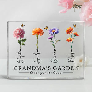 Grandma's Garden 3D Effect Birth Month Flowers - Personalized Acrylic Block Plaque - Gift For Mom, Grandma, Mother's Day Gift