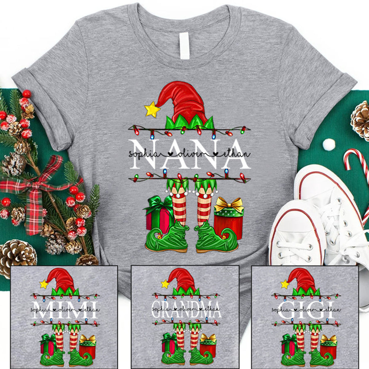 Christmas Nana Elf - Personalized Shirt - Christmas Gift For Grandma