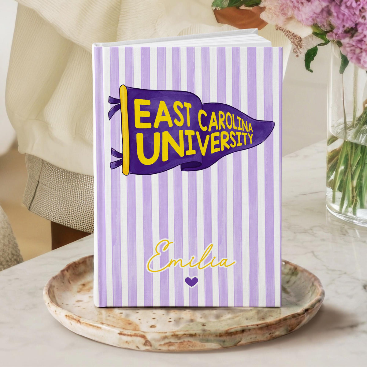 Personalized School Pennant Flag Journal: Custom College University Pride Spirit Notebook, Senior Striped Journal, Class of 2026 Gifts