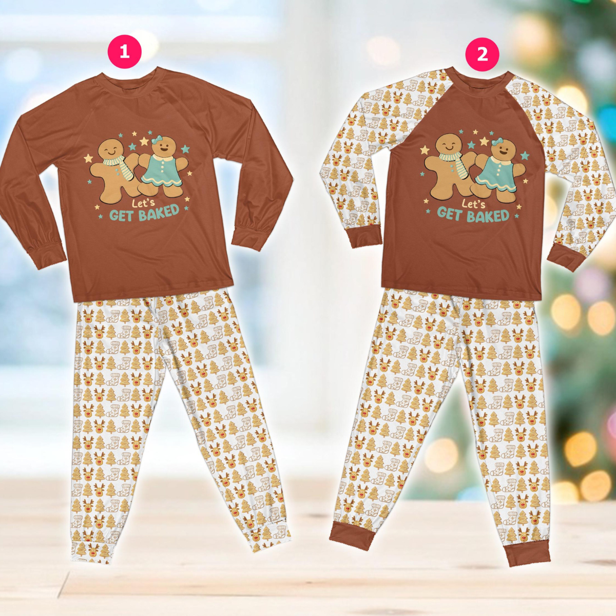 Let's Get Baked Christmas Pajamas Set, Christmas Baking Long Sleeve Two Piece, Cookie Baker, Cookie Tester, Cookie Squad Xmas Loungewear Set