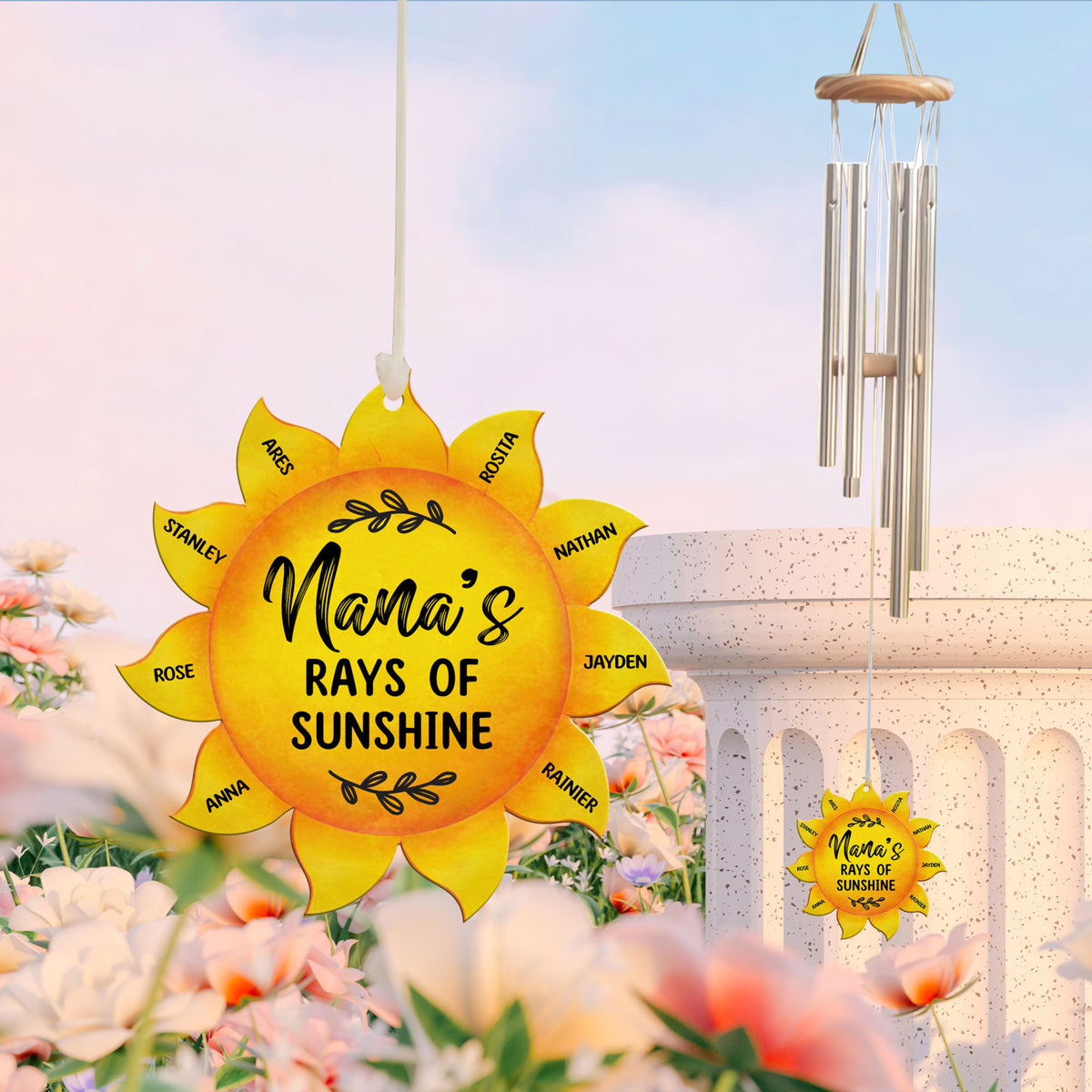 Grandma's Ray Of Sunshine - Personalized Windchime - Gift For Grandma, Mother's Day, Birthday Gift