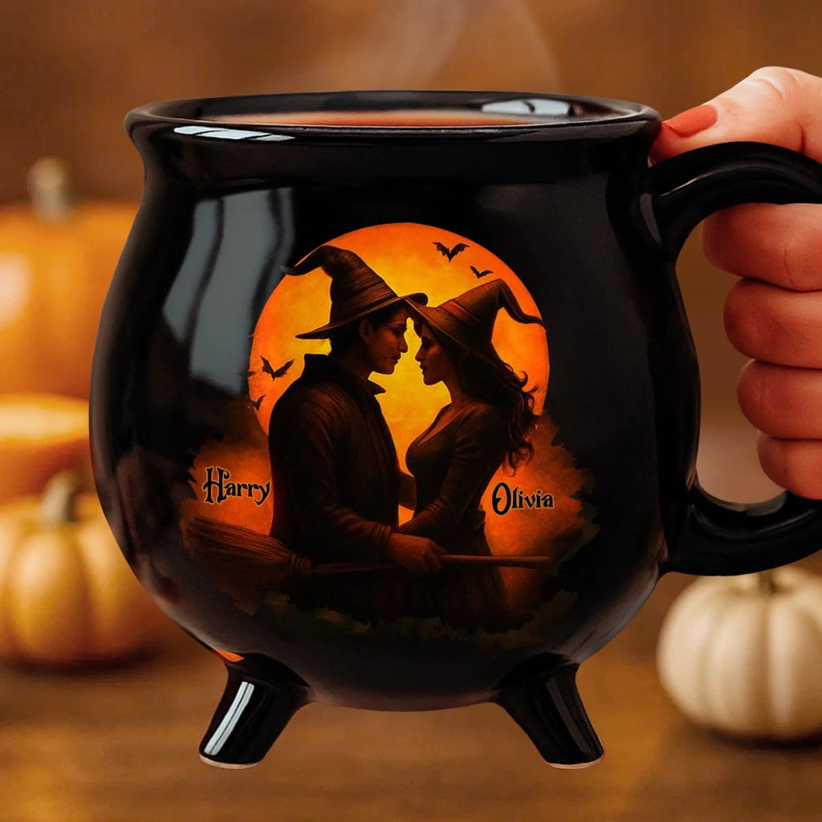Custom Couple Witch - Personalized Halloween Ceramic Witch Mug - Gift For Couple, Anniversary, Halloween Gift