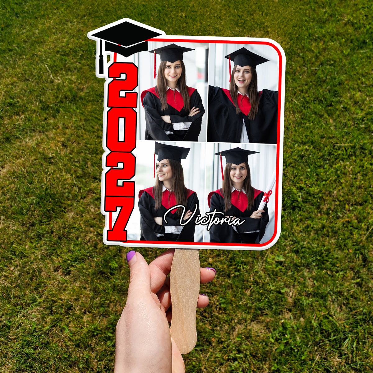 Custom Photo 2025 Graduation Perfect Gift Idea Face Fan