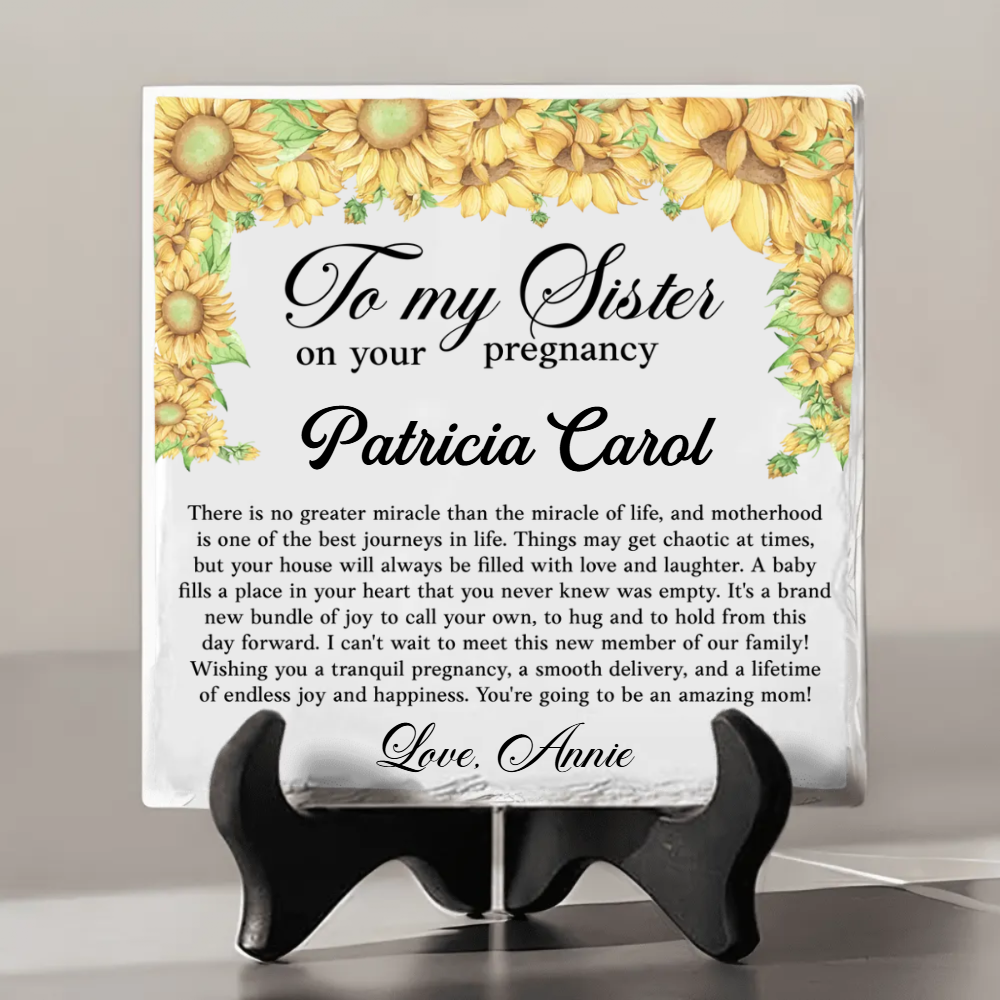 To My Sister On Her Pregnancy - Personalized Stone - Gift For Sister, Gift For New Mom, Mother's Day Gift