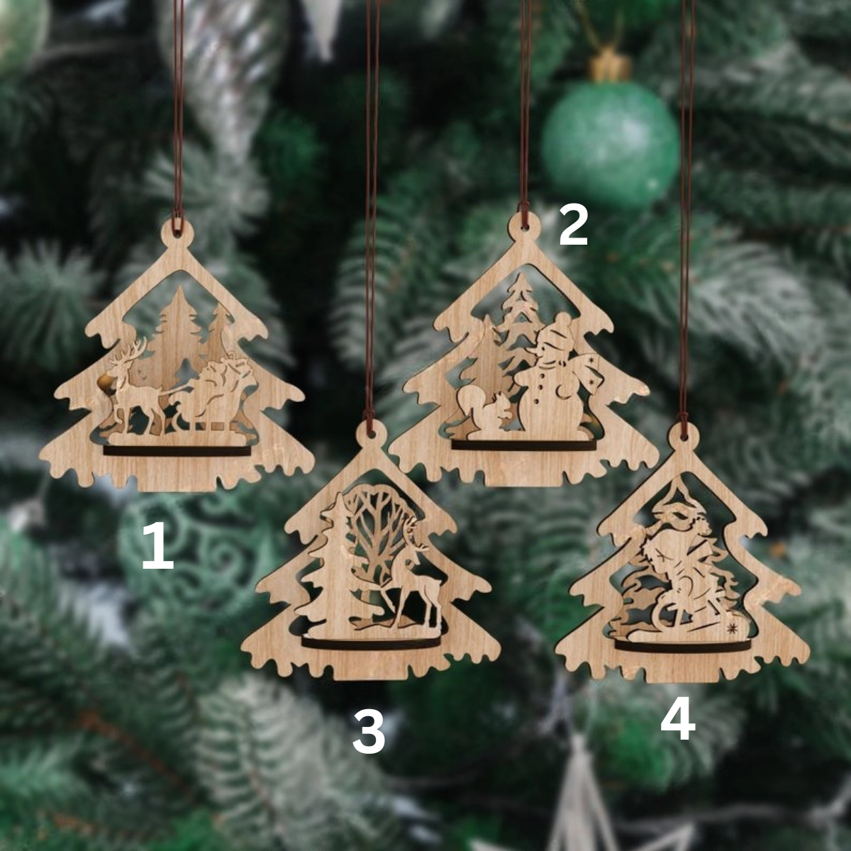 Set Of 4 Xmas Tree laser cut 3d christmas tree ball ornaments christma -  Best Custom, image size:1200x1200