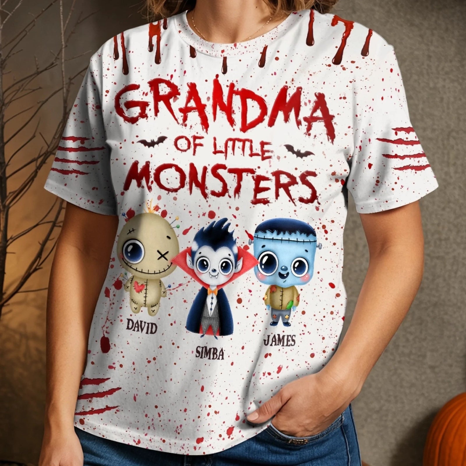 Little Monsters Spread Halloween Joy - Personalized 3D Apparel - Halloween Gift For Mom Grandma, Nana & Kids