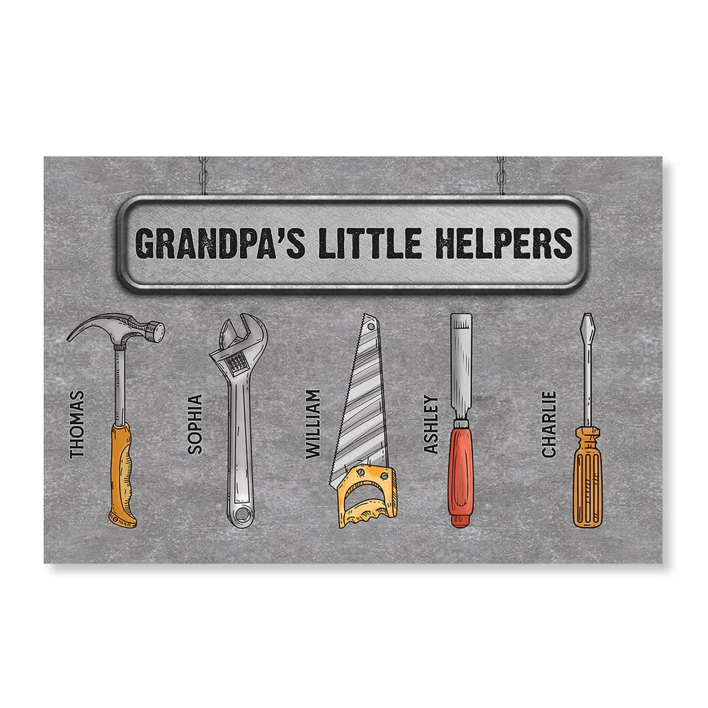 Grandpa's Little Helpers - Personalized Canvas - Cool Father's Day Gift For Ultimate Grandpa, Papa, Dad, Husband