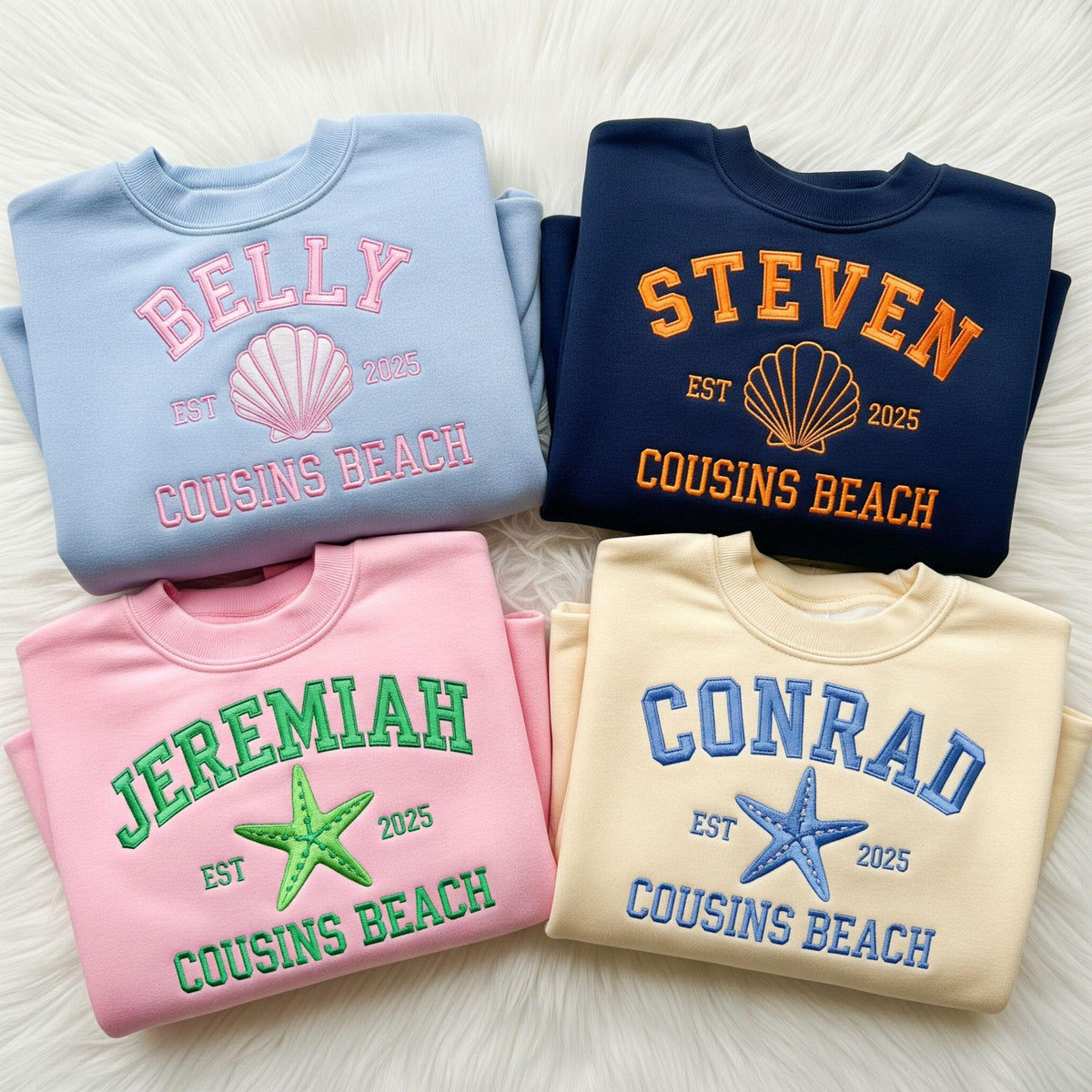 Cousins Beach Embroidered Sweatshirt, Bookish Summer Vibes Crewneck, Coastal Group Matching Pullover
