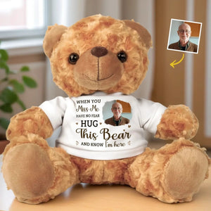 Hug This Bear And Feel Me Here - Personalized Teddy Bear Plush - Sympathy Gift For Family Members