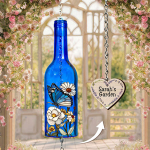My Beautiful Garden - Personalized Wine Bottle Wind Chime - Gift For Garden Lovers