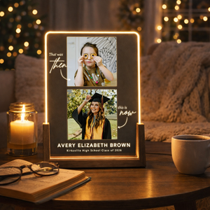 Personalized Then and Now Graduation LED Lamp, Custom Childhood and Senior Photo Gift, Class of 2026 Graduate Keepsake