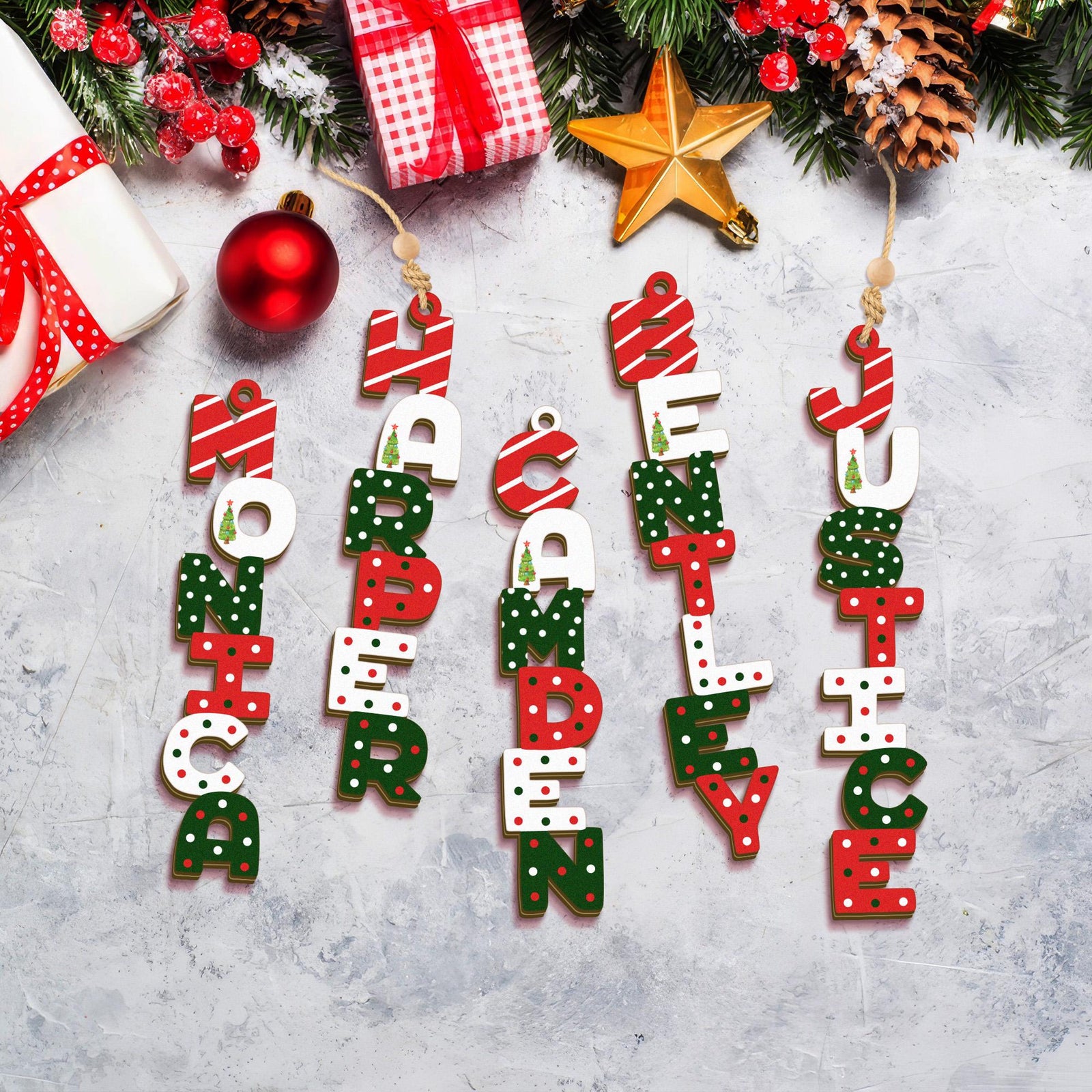 Personalized Christmas Name Letter Ornament 2025, Custom Christmas Ornament, Stocking Ornament, Custom Reindeer Name Ornament, Kids Ornament