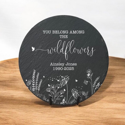 You Belong Among The Wild Flowers Memorial Garden Stone, Sympathy Gift, Slate Grave Marker, Keepsake, Bereavement Gift, Loss of a Loved One