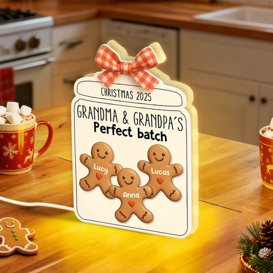 Christmas Grandma Perfect Batch Cookies - Personalized Acrylic Light Box - Christmas Gift for Mom Grandma