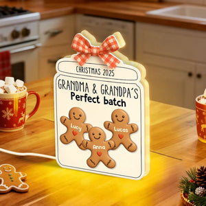 Christmas Grandma Perfect Batch Cookies - Personalized Acrylic Light Box - Christmas Gift for Mom Grandma