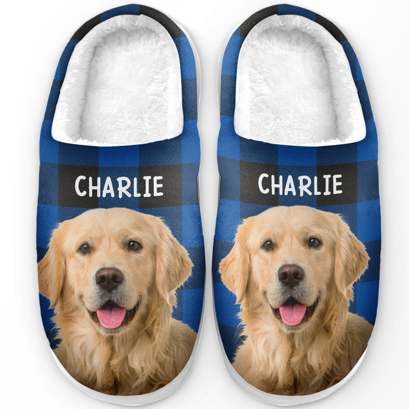 Custom Photo Puppy & Kitty - Personalized Fleece Slipper - Christmas Gift For Pet Lovers