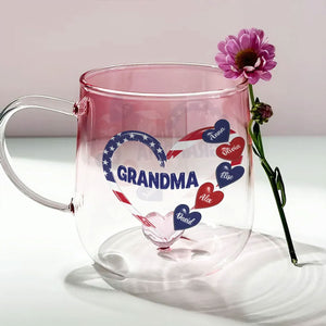 American Grandma - Personalized Custom Pink Gradient Glass Mug
