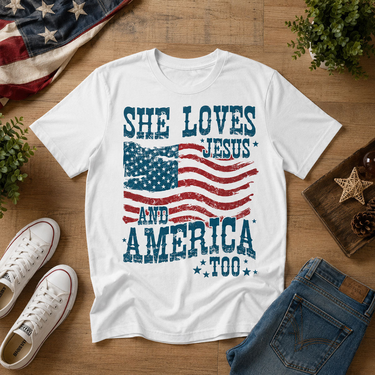 She Loves Jesus And America Too - 250th Anniversary T-Shirt