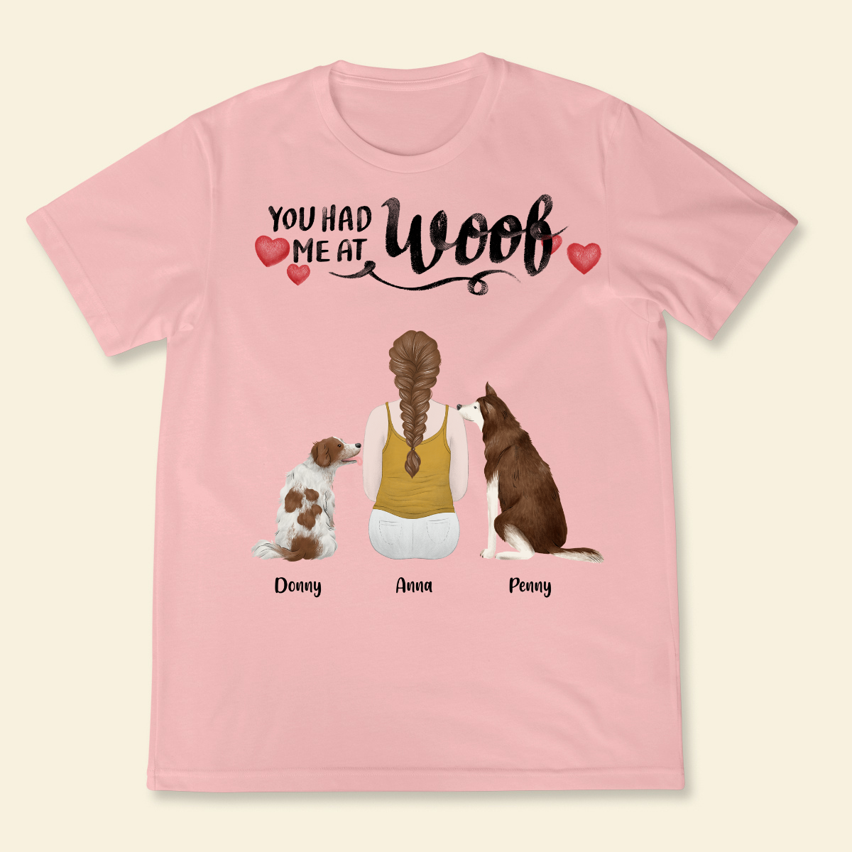 You Had Me At Woof Girl And Dog Personalized T Shirt Custom Tee For Dog Lovers Dog Mom Lovely Gift For Pet Lovers