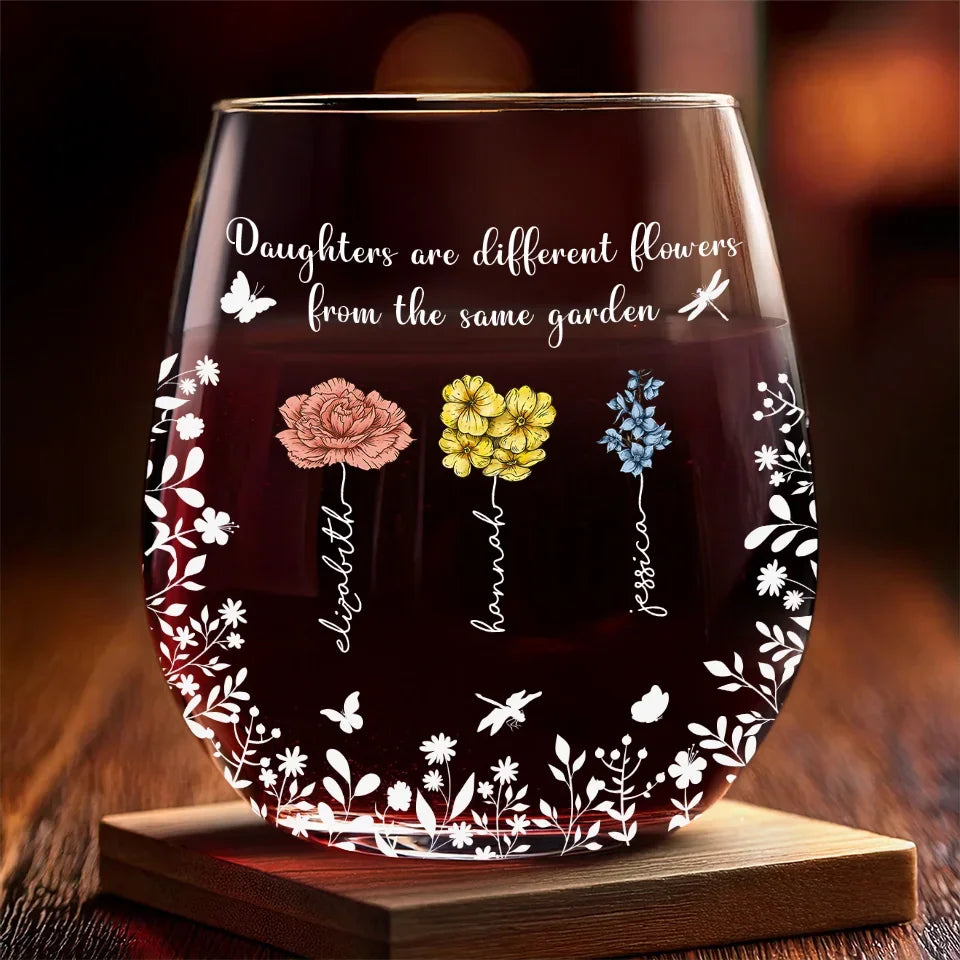 We Are A Garden Of Love - Personalized Wine Glass - Gift For Mom, Daughter, Mother's Day, Birthday Gift