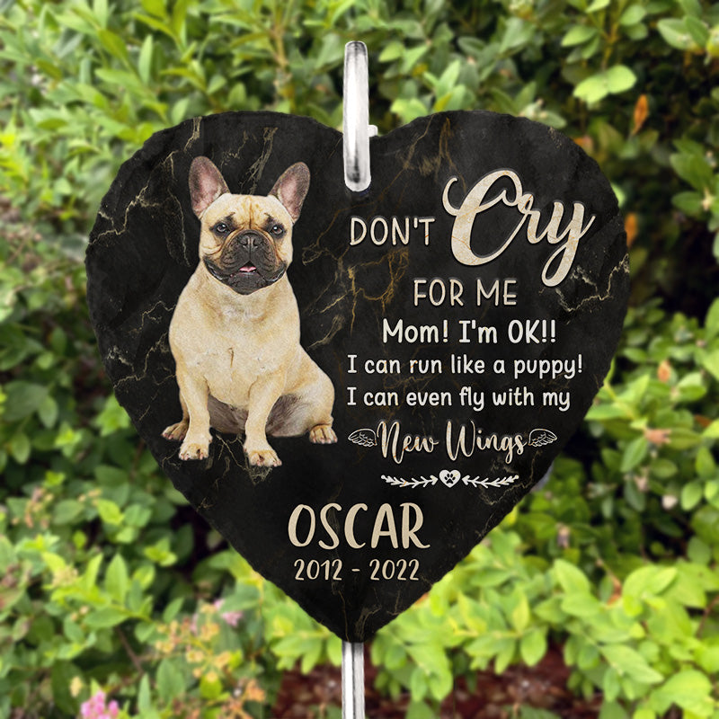 I Can Fly With My New Wings Memorial Dog Photo - Personalized Slate Plaque - Memorial Gift For Pet Owner