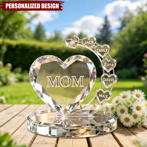 Personalized Heart Acrylic Plaque With Family Names For Mother's Day Grandma