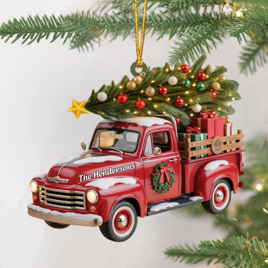 Truck Christmas Personalized Christmas Acrylic Ornament, Christmas Gift For Family