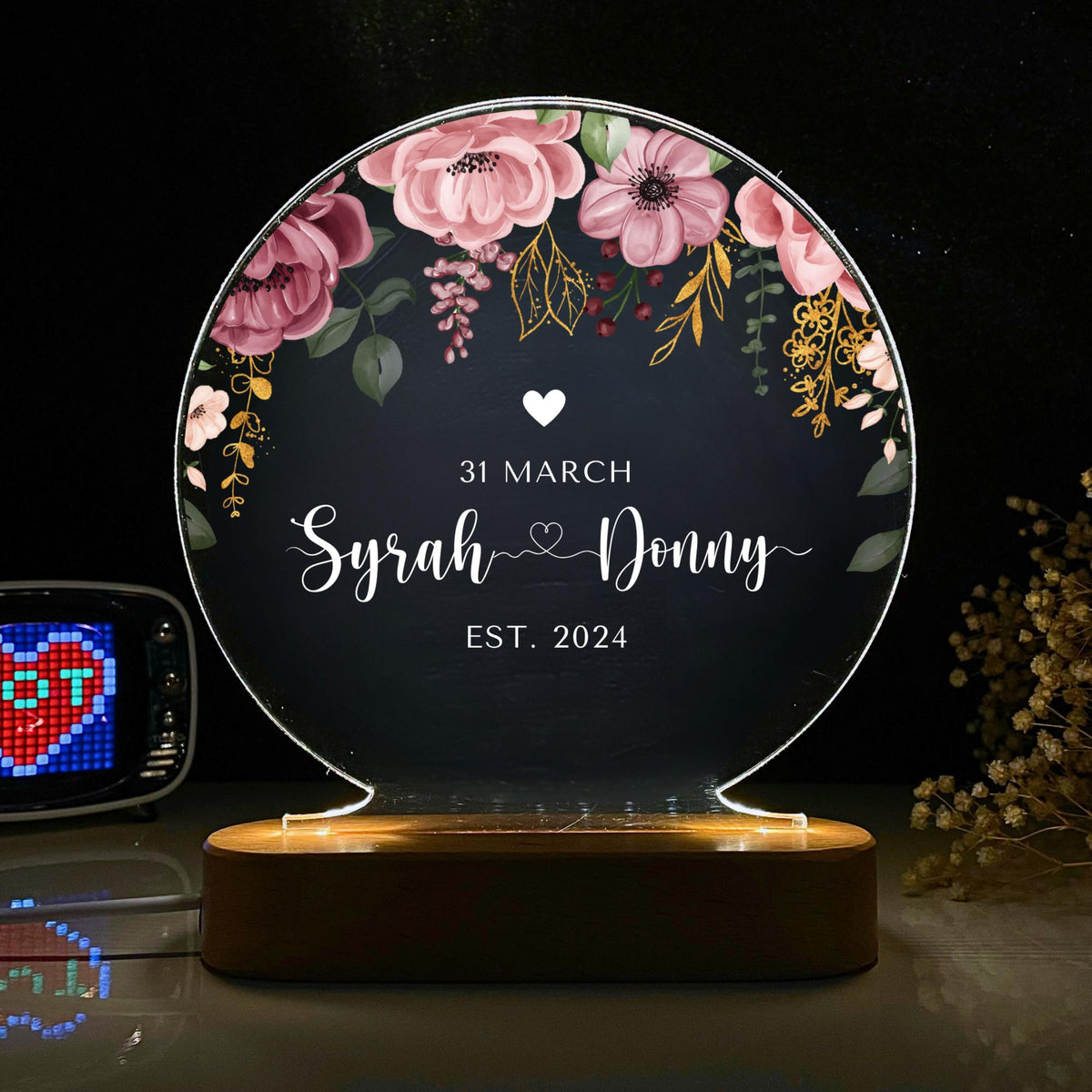 Personalized Night Light for Anniversary Gift - Custom Romantic LED Lamp with Photo & Message - Perfect Gift for Valentine s Day, Wedding