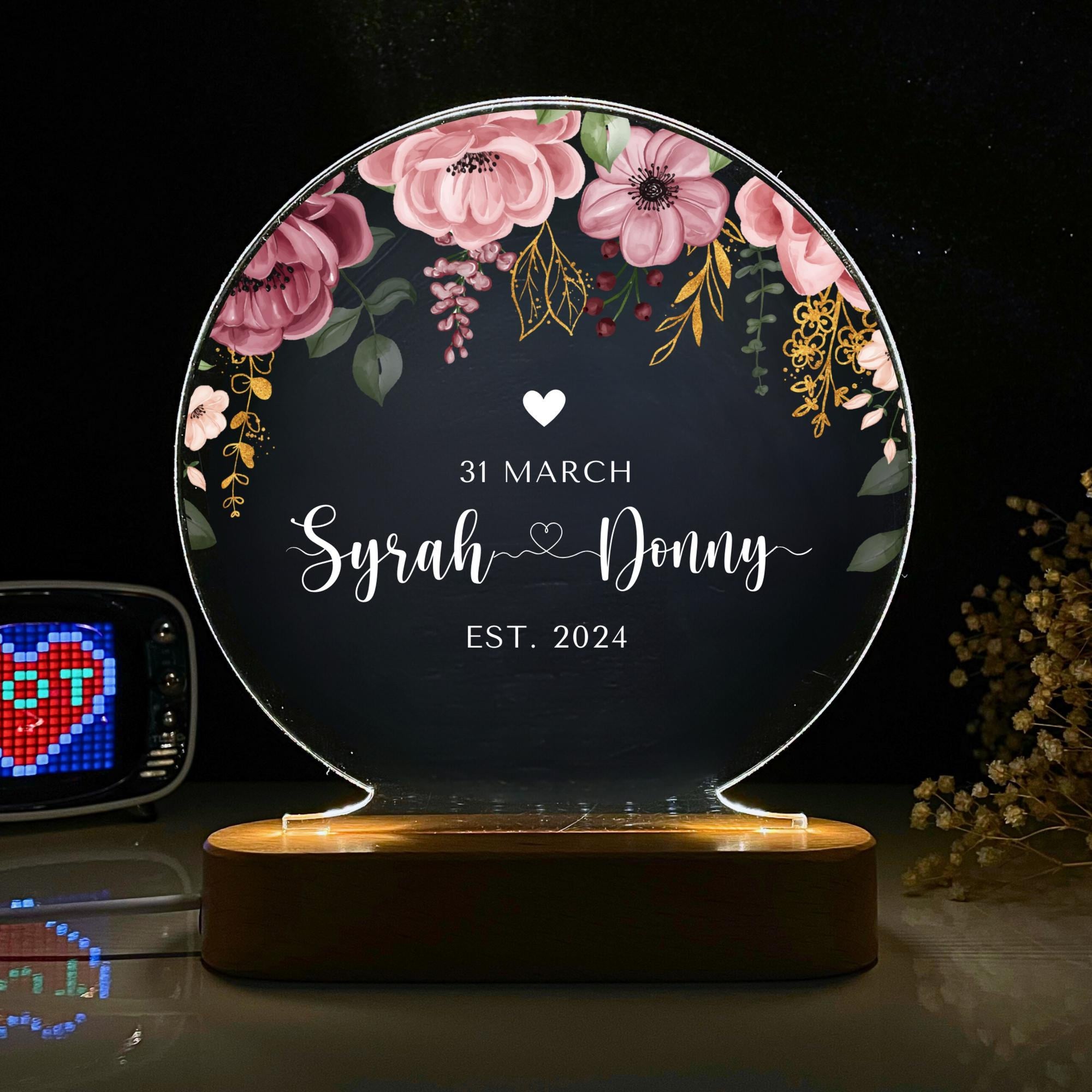 Personalized Night Light for Anniversary Gift - Custom Romantic LED Lamp with Photo & Message - Perfect Gift for Valentine s Day, Wedding