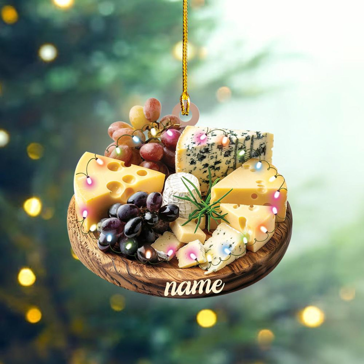 Personalized 2D Flat Cheese Board Ornament, Cheese Board Christmas Ornament, Cheese Lovers Ornament, Cheese Ornament Decor