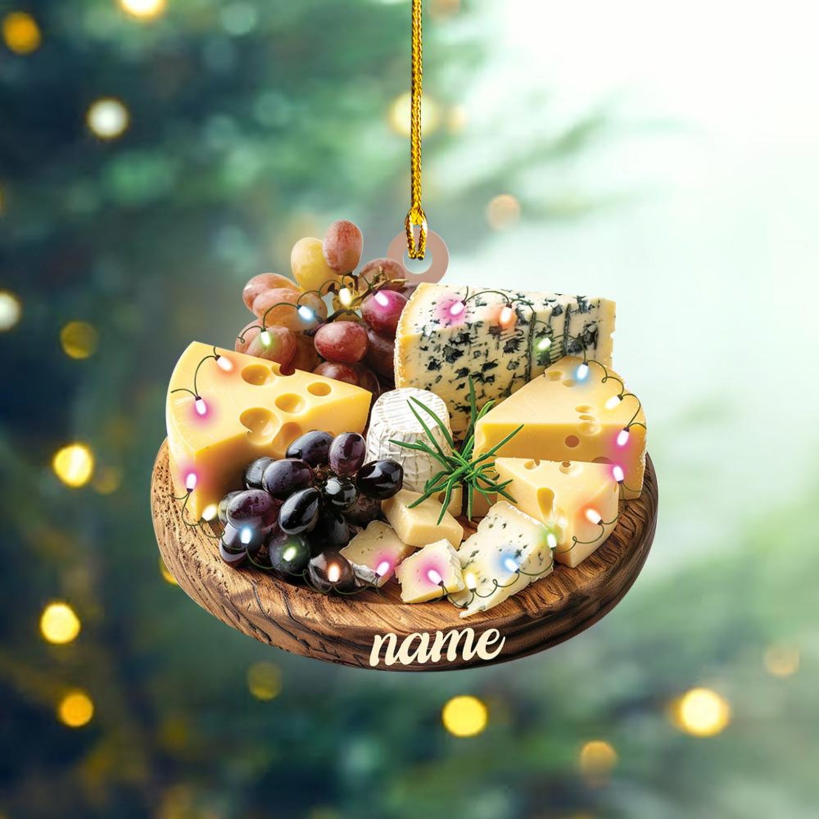 Personalized 2D Flat Cheese Board Ornament, Cheese Board Christmas Ornament, Cheese Lovers Ornament, Cheese Ornament Decor
