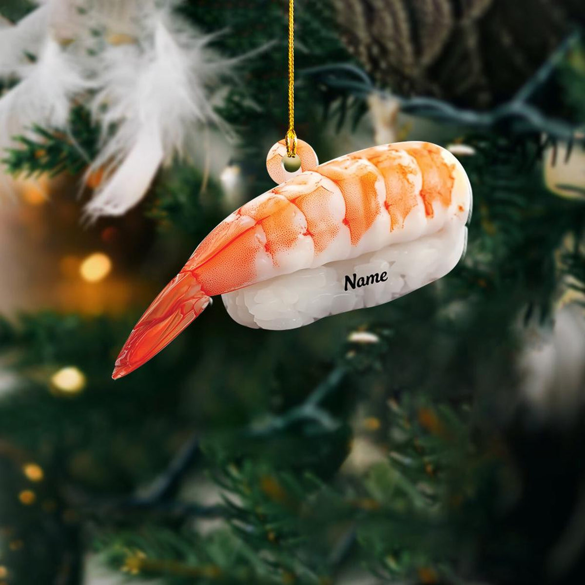 Sushi Ornament, 2D Flat Christmas Ornament, Shrimp Sushi Christmas Hanging Decor, Loved Sushi Ornament, Sushi Xmas Holiday Gift