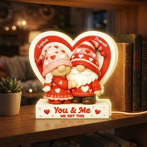 Eternal Love Gnome Couple - Personalized Acrylic Light Box - Valentine's Day Gift For Couple, For Him, For Her
