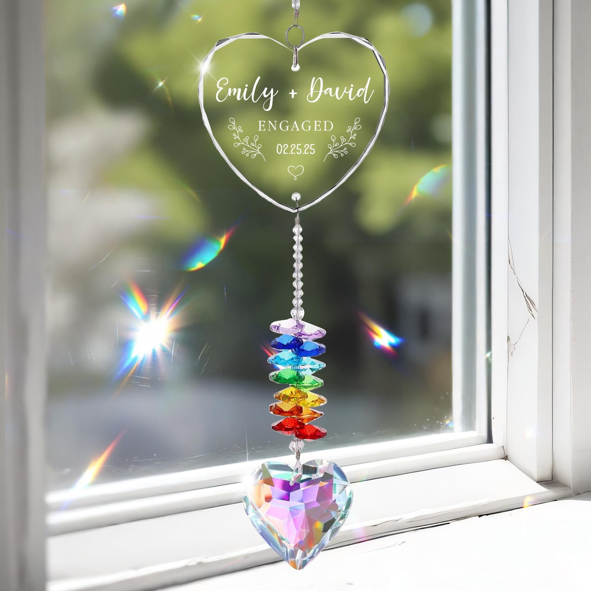 Personalized Wedding Gifts, Engagement Gifts, Gifts For Husband, Gifts For Wife, Wedding Crystal Suncatcher, Engagement Ornament
