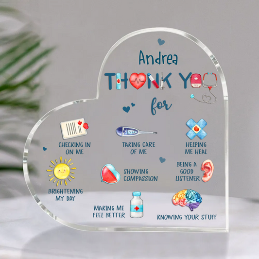 Custom Nurse Thank You Heart Acrylic Plaque, Nurse Appreciation Gift, Nurse Gifts For Women, Rn Gifts, Acrylic Plaque Sign For Nurse