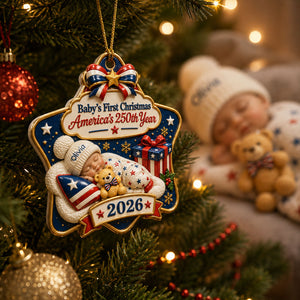 Freedom Baby's 1st Christmas Newborn Ornament- Real 3D Raised Ornament