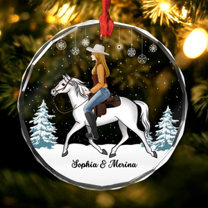 Girl Riding Horse - Personalized Crystal Ornament - Christmas Gift For Horse Rider, Horse Lovers