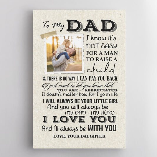 My Dad My Hero, I Love You And Always Be With You - Personalized Canvas - Gift For Dad, Father's Day, Birthday Gift