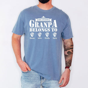 Comfort Colors Grandpa Shirt Personalized, This Awesome Grandpa Belongs To Custom Names Shirt, Gift For Grandpa Fathers Day Shirt,Grandkids