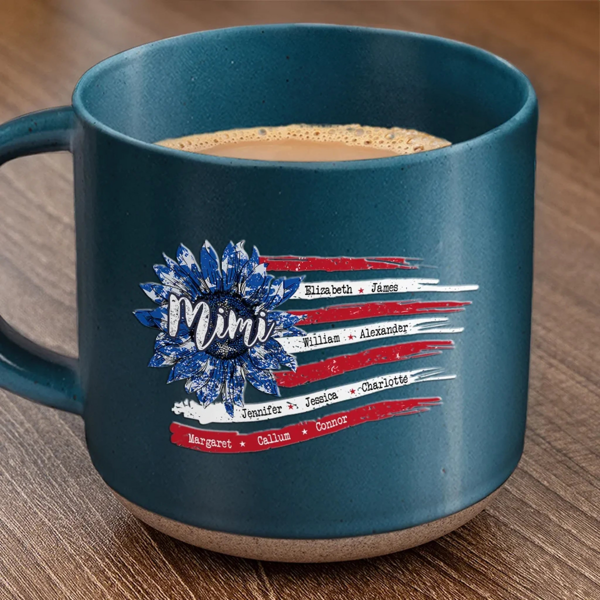 American Mama - Personalized Pottery Mug - Gift For Mother, Grandma, Mother's Day, Birthday Gift