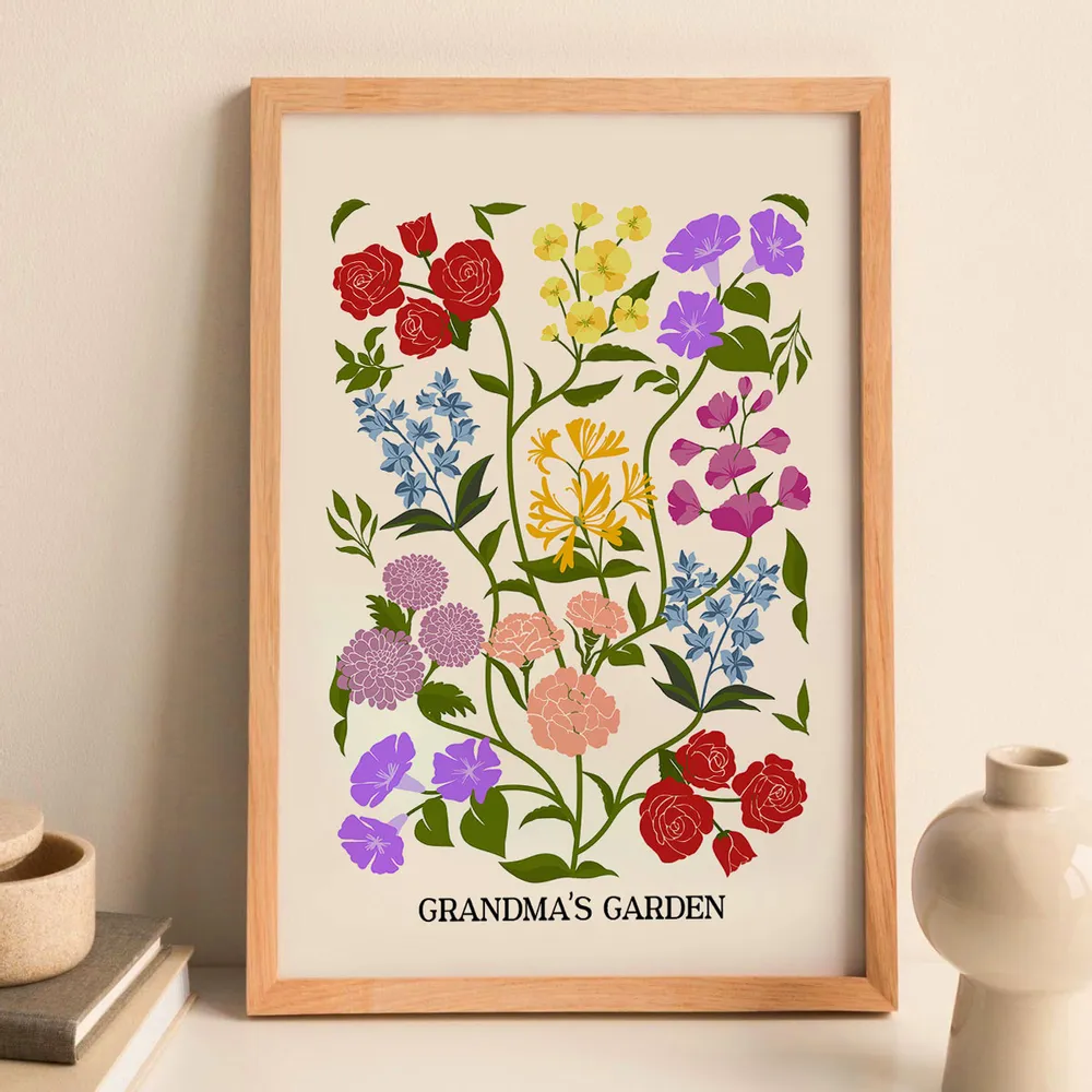 Custom Family Birth Flower Bouquet Artwork Minimalist - Personalized Canvas - Gift For Mom, Gift For Grandma, Mother's Day Gifts