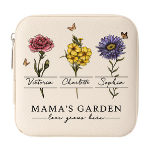 Vintage Mama's Garden Love Grows Here - Personalized Square Jewelry Box - Gift For Mom, Mother's Day, Birthday Gift