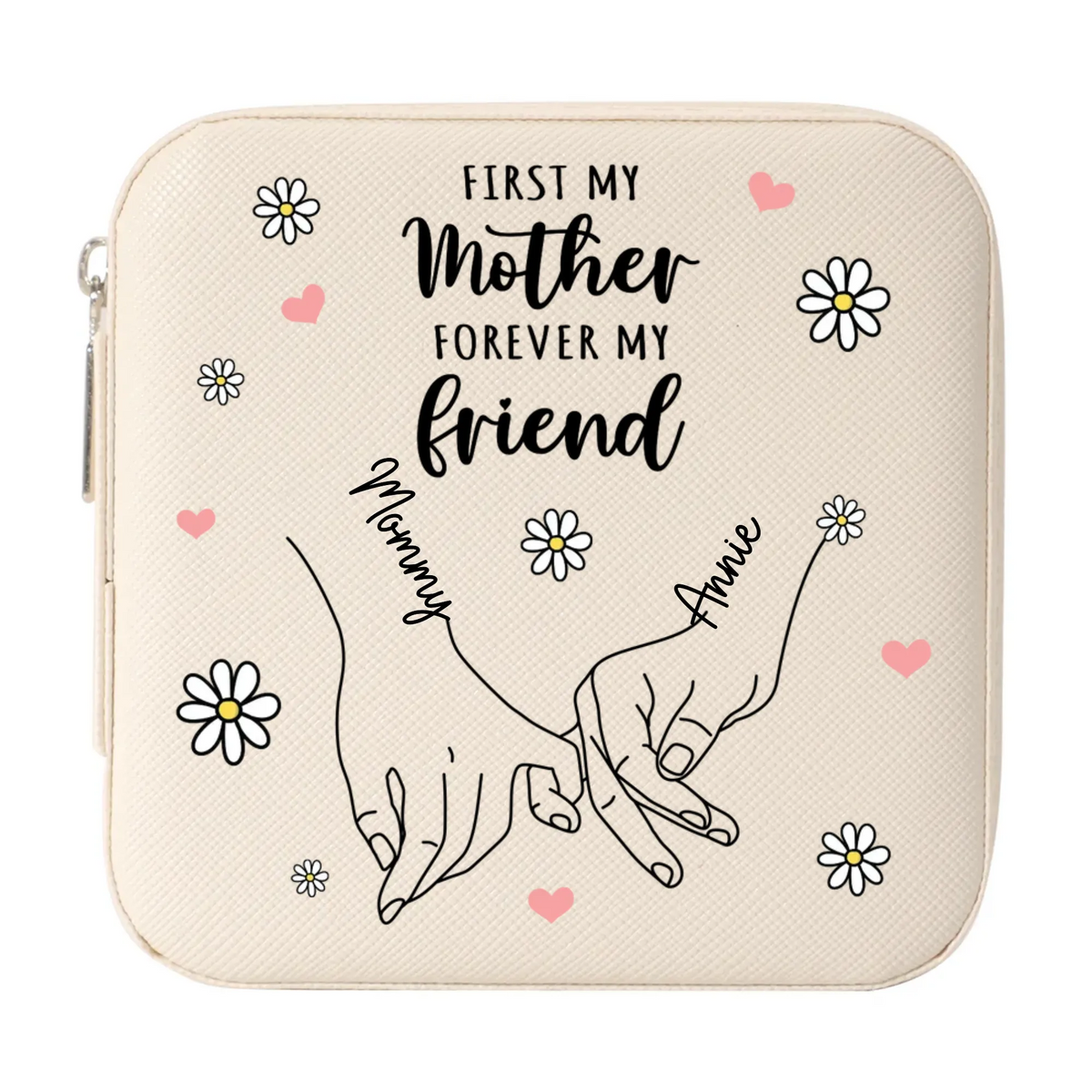First My Mom Forever My Friend - Personalized Square Jewelry Box - Gift For Mom, Mother's Day, Birthday Gift