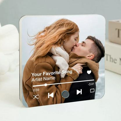 Custom Couple Photo & Favorite Song - Personalized Music Fridge Magnet - Gift For Couple