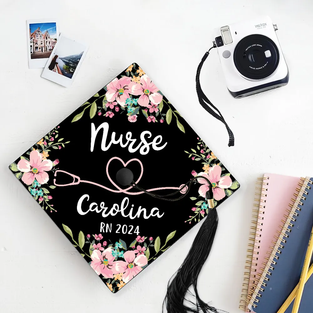 Nurse Graduation Gift Floral Theme - Personalized Graduation Cap Topper - Graduation Gift