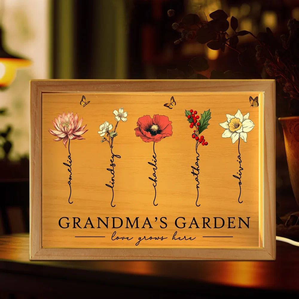 Grandma Mom's Love Grows Here - Personalized Light Frame - Gift For Grandma, Mommy, Mother's Day, Birthday Gift
